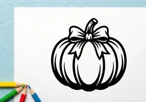 Cute Halloween Pumpkin with Bow for Fall Decor and Celebrations