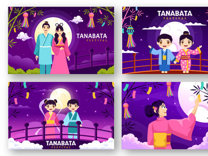 15 Tanabata Festival Vector Illustration