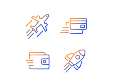 Flying transport gradient linear vector icons set preview picture