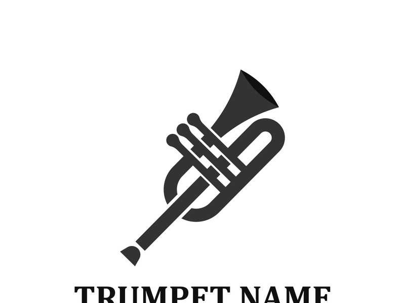 Musical instrument simple icon trumpet for jazz music logo design