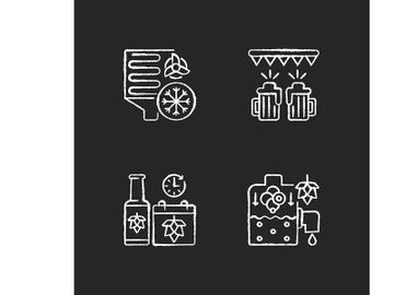 Brewery production chalk white icons set on black background preview picture