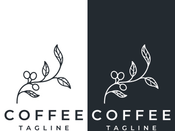 Coffee bean logo design with retro outline. preview picture