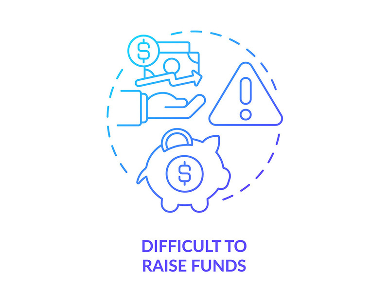 Difficult to raise funds blue gradient concept icon