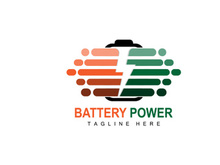 Battery Logo Design, Technology Charging Illustration, Company Brand Vector