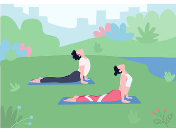 Outdoor yoga flat color vector illustration preview picture