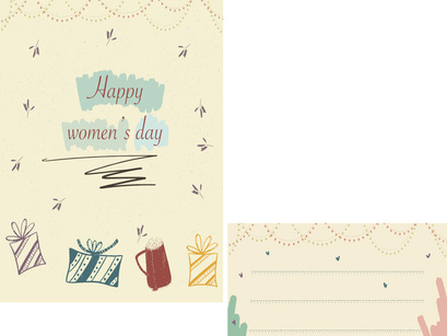 10 vectors happy birthday, gift and happy women day card