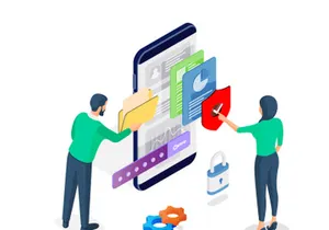 Isometric-Illustration-Secure your Mobile