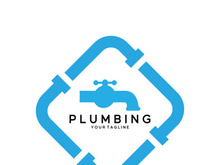 Plumbing logo vector design template. water pipe logo design.Leaking water logotype,Design Concept, Creative Symbol, Icon