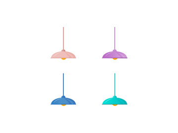 Colorful ceiling lamp flat color vector object set preview picture