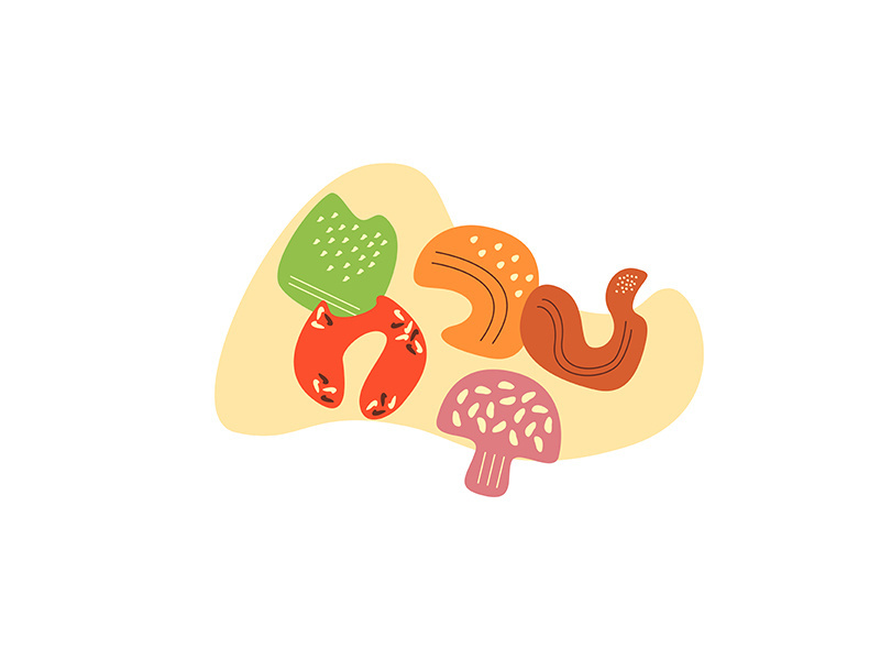Mushroom foraging in fall season flat vector concept illustration with abstract shapes