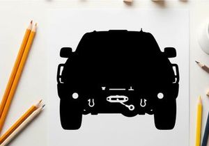 Silhouette of a 4x4 vehicle with winch and hooks
