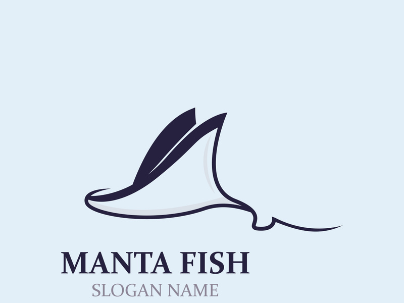 Manta fish or stingray logo design vector vintage illustration skate fish ocean