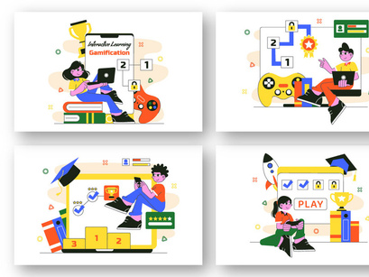 10 Interactive Learning Gamification Illustration