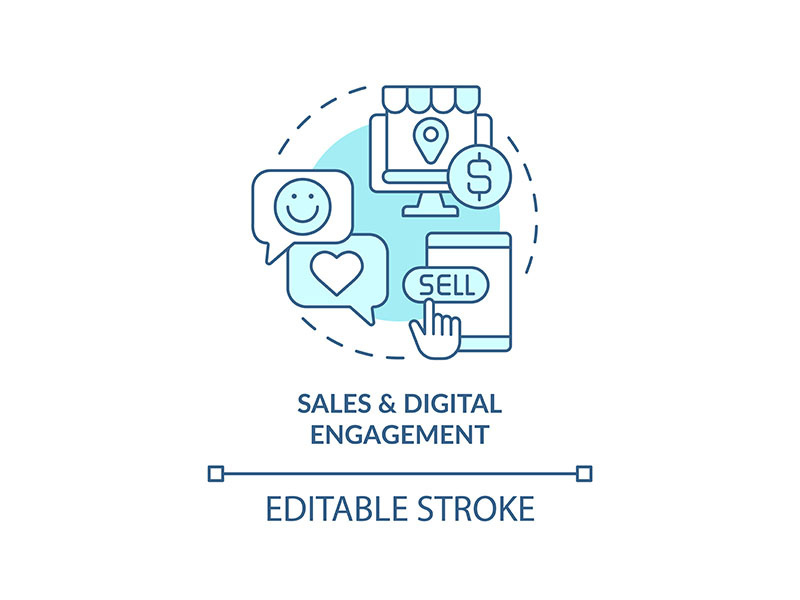 Sales and digital engagement turquoise concept icon