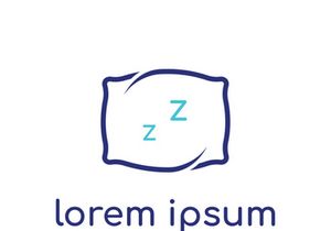 Bed and sleep logo creative design, with pillow,zzz, clock, moon and stars.