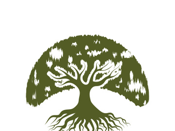 Root Leaf Family Tree of Life Oak Banyan Maple Stamp Seal Emblem Label logo design vector preview picture