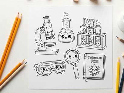 Cute science lab tools vector illustration flat design