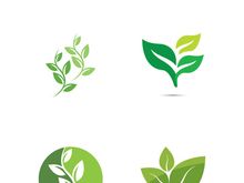 Logos of green tree leaf ecology nature element vector