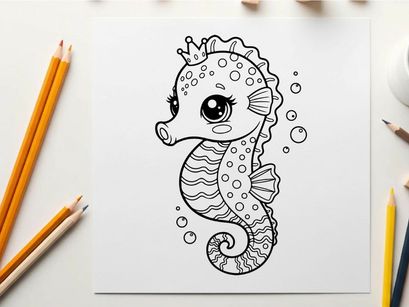 Cute cartoon seahorse crying bubbles vector illustration