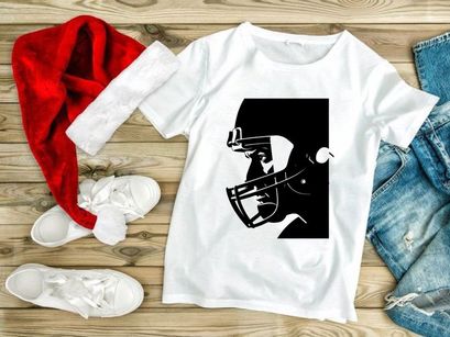 American football player wearing protective helmet and face mask