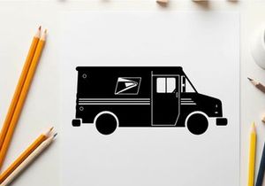 Us postal service delivery truck silhouette