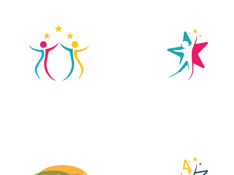 Fun and happy people logo sign illustration vector design