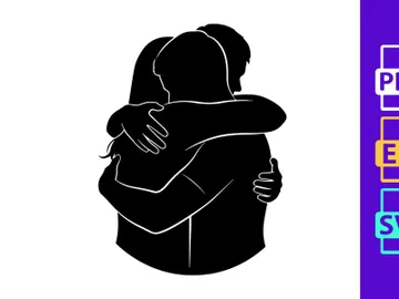 Couple Embracing Silhouetted in Black and White preview picture