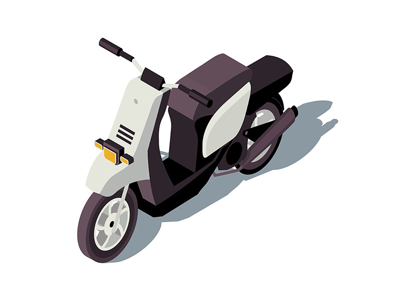 Motor scooter isometric color vector illustration