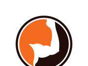 Arm muscle silhouette logo biceps icon vector illustration