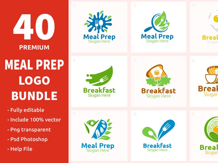 40 Meal Prep Logo Bundle