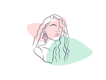 Line art portrait woman, Flower face one line vector illustration