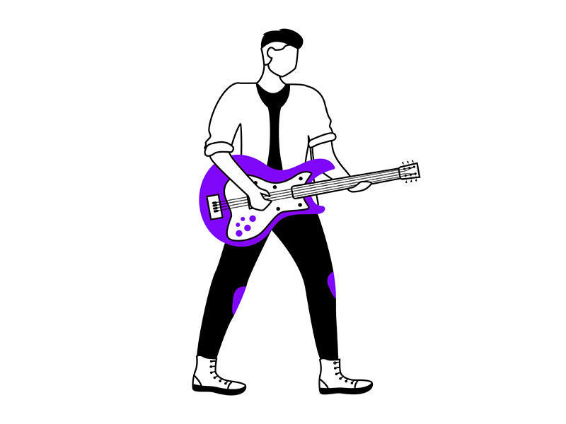 Guitarist flat contour vector illustration