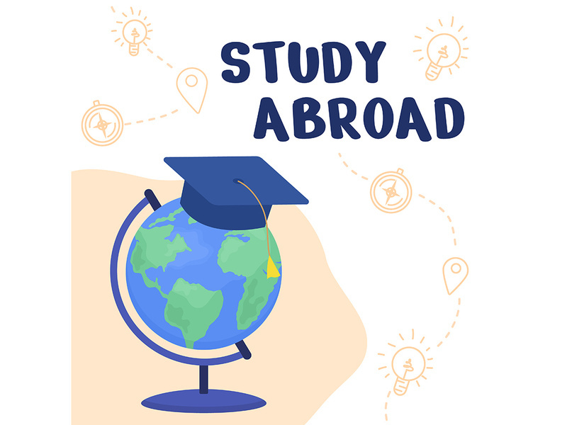 Study abroad card template. Education in foreign university