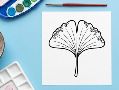 Ilustrasi daun ginkgo minimalis. Desain botani elegan untuk dekorasi dan branding