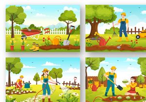 15 Summer Gardener Vector Illustration