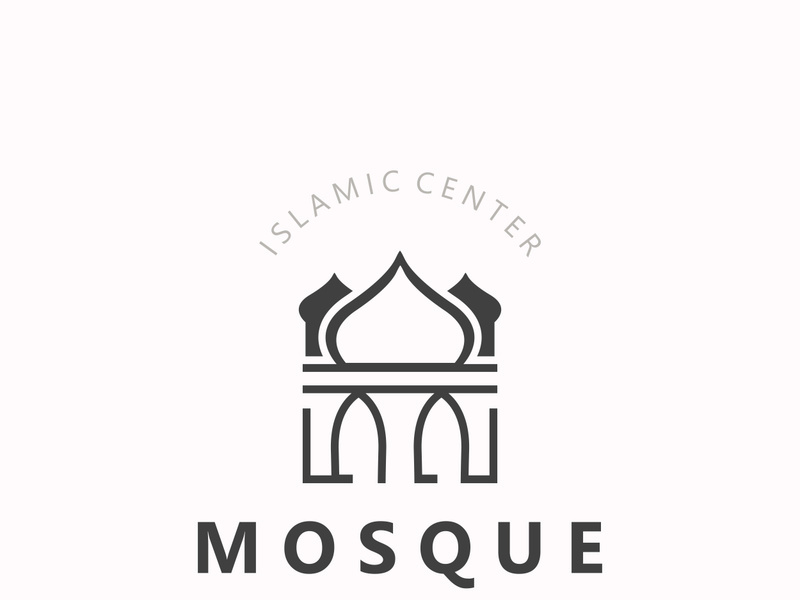 Mosque Logo design, simple islamic architecture, emblem symbol islamic center vector template