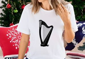 Celtic harp musical instrument isolated black white elegant design