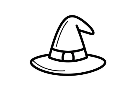 Ícone de chapéu de bruxa preto simples isolado em fundo branco. Ilustração vetorial minimalista de acessório de fantasia de Halloween para decoração de festas.