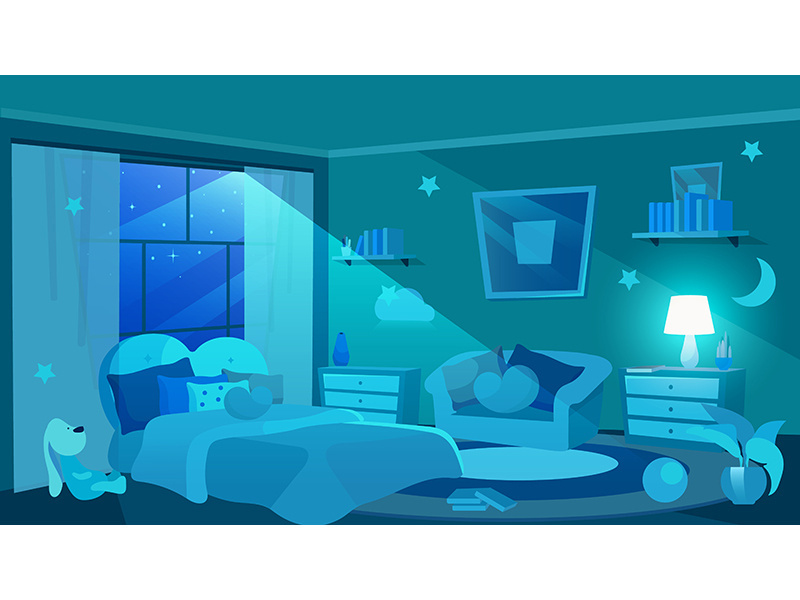 Children bedroom furnishing flat vector illustration