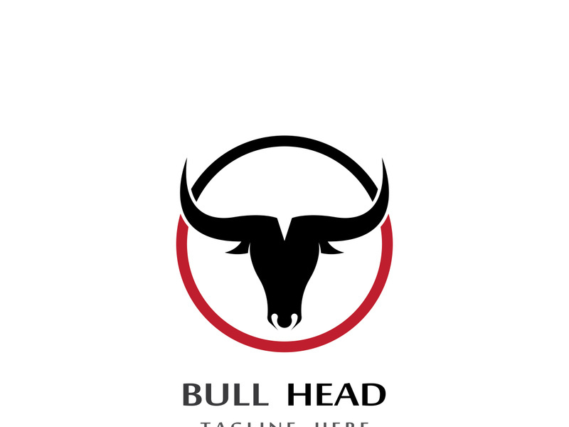 Retro vintage bull head horns logo.