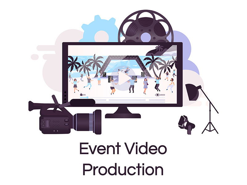 Event video production flat concept icon