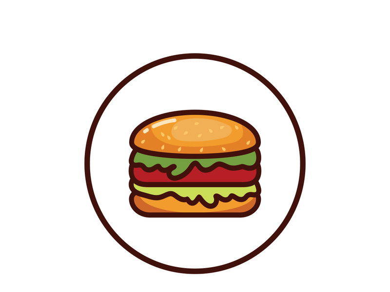 Burger logo illustration, restaurant emblem, cafe, burger and factory label, fast food, vector