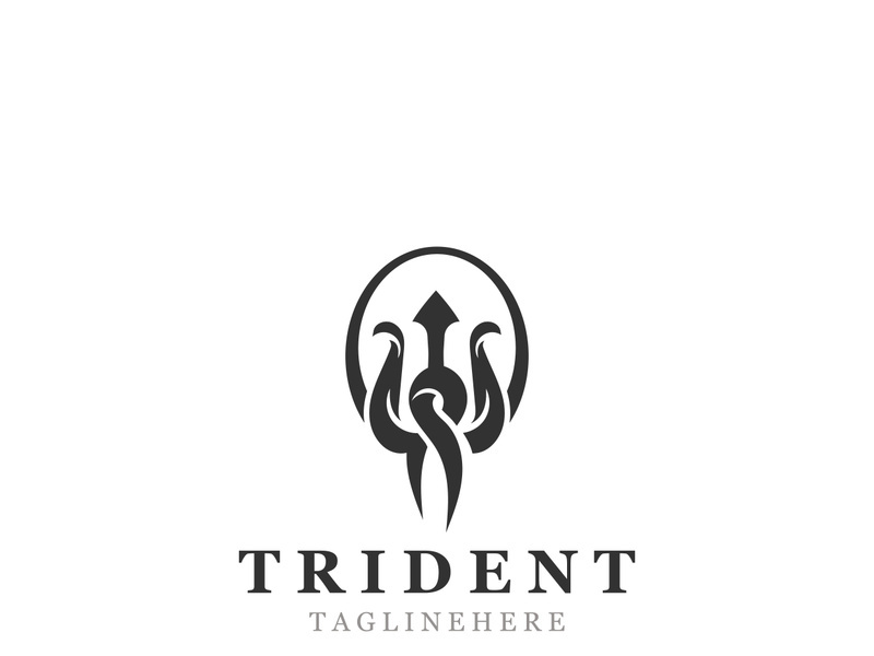 Trident Poseidon Logo, Spear Simple Vintage Template Design