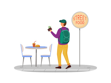 Buying street food flat vector illustration preview picture