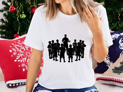 A group of children gathered around their teacher in a classroom setting