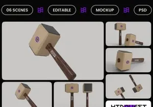 Wooden Hammer Mockup