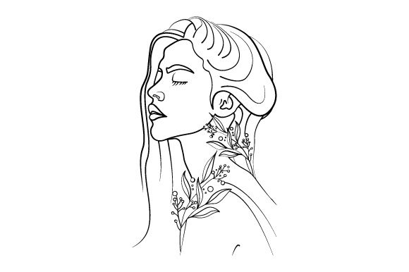 Line Art Flower Drawing Women