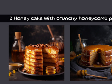 Honey cake with crunchy honeycomb pieces preview picture