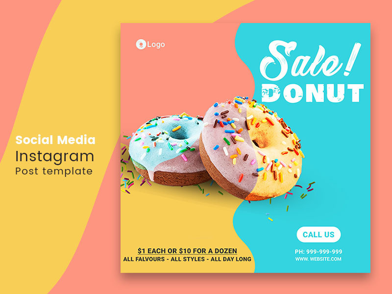 Donut sale social media instagram post template