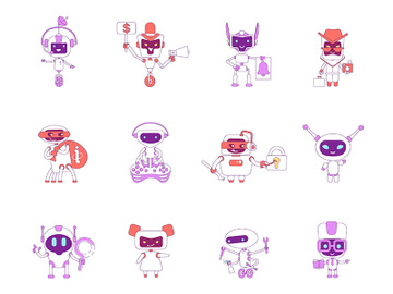 Robots red and violet linear objects set preview picture